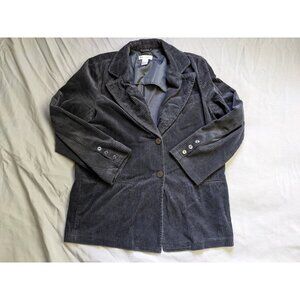 Vintage Newport News Blazer Blue Corduroy Cotton Two Button Womens Size 14